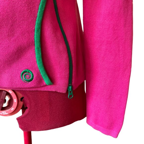 TWIK - Neon Pink sweater asymmetric fitted hoodie with front pocket - medium - Picture 2 of 14